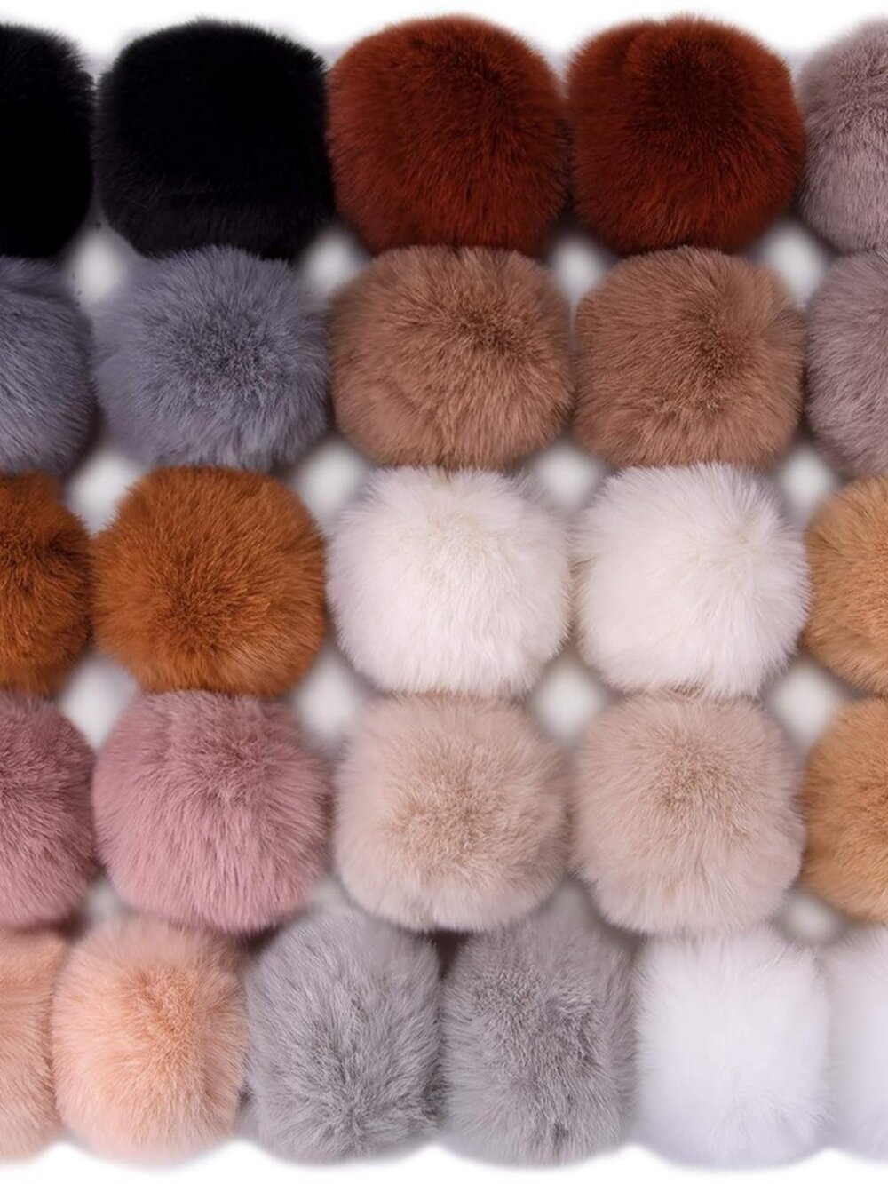 26 Pcs Faux Fur Pom Poms DIY Hat Pompom with Elastic Loop Soft Color